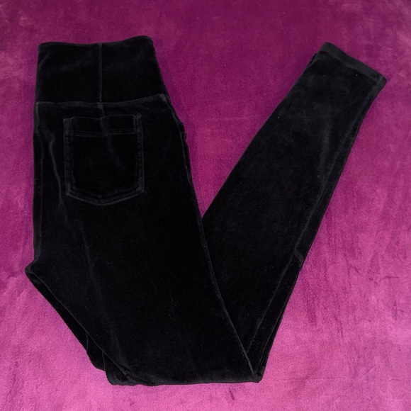 Athleta Black Women’s Velvet Elastic Waistband Fitted Leggings Pants Small - Picture 5 of 9